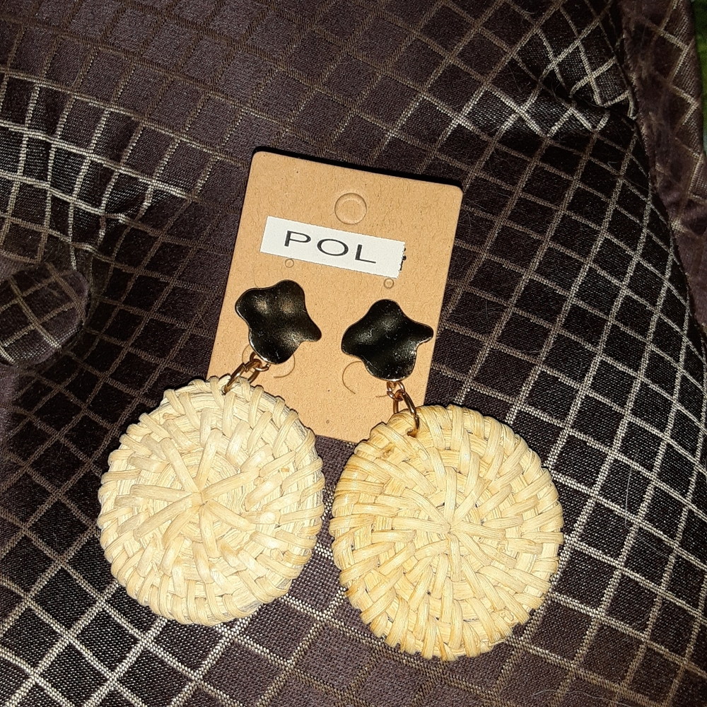 Boho Rattan Earrings new, never worn